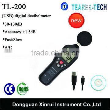 Good price for portable noise sound level meter ; 30-130dB digital decibel meter with recording 32000 datas TL-200