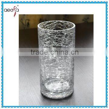 Tube Clear Crackle Glass Tall Cylinder Glass Vase Used Flower Decorage