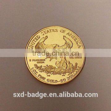 22K American gold eagle coin/replica tungsten gold plated coin from China