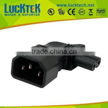 IEC 320 C14 male to IEC C7 vertical left right angle power adapter