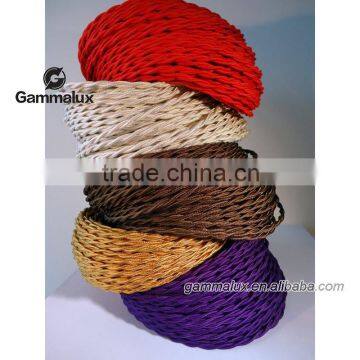 5m Textile/Cloth Covered Silk Wire 2-Wire Round Cord, Vintage Style Fabric Cord for Pendants, Lamps