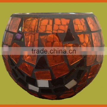 Halloween pumpkin glass candle holder