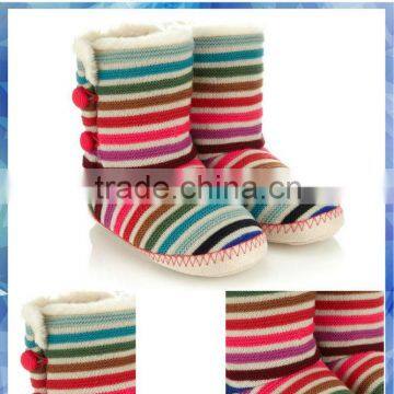 Sara stripe knit button italian winter shoes boots