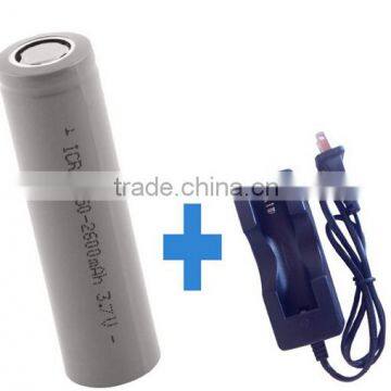 ICR18650 lithium-ion battery 3.7v 2600mah with battery charger