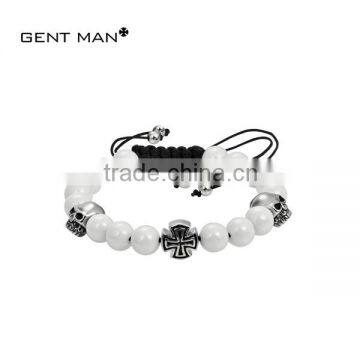 Top Quality Mens White Ceramic Bracelets with cross Charm leather clasp