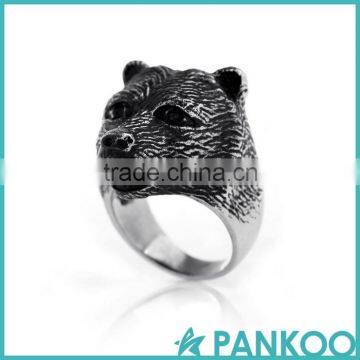 Pankoo Wholesale 2016 Animals Series of Retro Punk Tai Silver and Titanium Unisex Ring photo-4