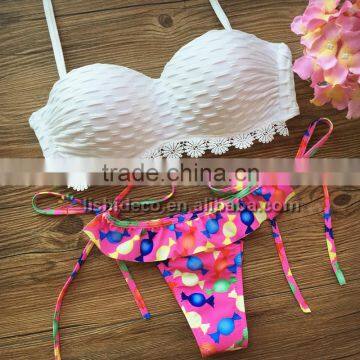 2016 Pushed Up halter swimwear woman bikini