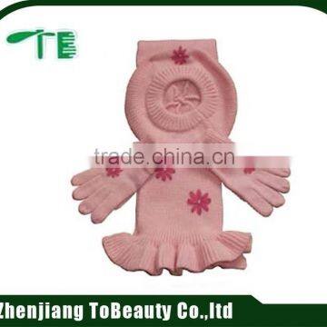 Baby Cat Purple Fleece Hat Scarf Gloves Set photo-3