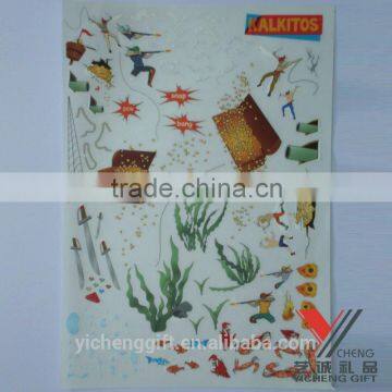 Water Transfer Durable Safety Cute Cartoon 3D Tattoo Sticker for Kids