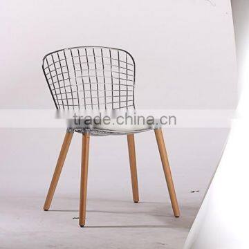 Bertoia chair wood leg /metal seat chair with solid wood leg /wire chair