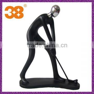 High density environmental protection resin black men selling golf sculpture