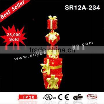 Indoor battery operated LED Christmas stacking gift box decoration