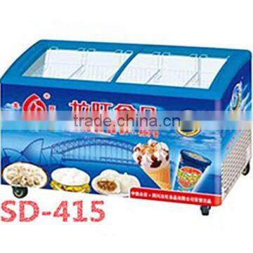 405L 415L Curved Sliding Glass Door Chest Ice Cream Freezer photo-3