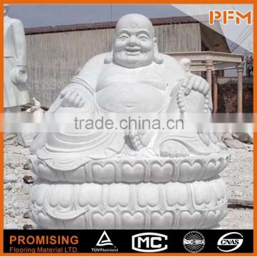 Temple decoration natural white marble stone laughing buddha statue