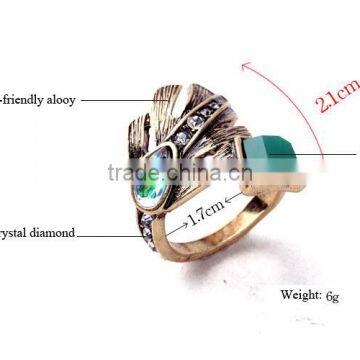 Punk Style Ring Designs Antique Gold Plated Crystal Cluster Leaf Irregular Finger Rings For Women photo-2