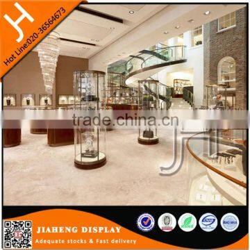 High Density Round Glass Jewelry Wall Showcase