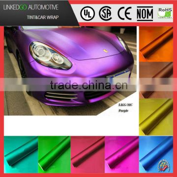 Factory direct sales 1.52*20m matte chrome car wrap with air bubble channel car wrapping