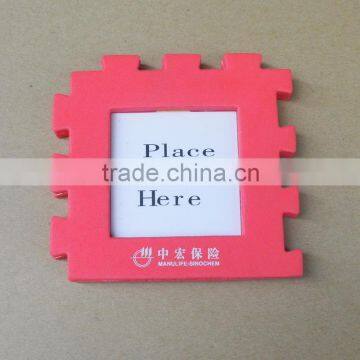 Custom made Magnetic eva foam photo frame to print 1 color logo , eva photo frame fridge magnet