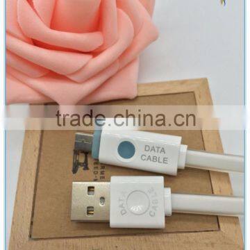 wholesale TPE jacket micro usb charging data wire with LED lighting for samsung iphone6s