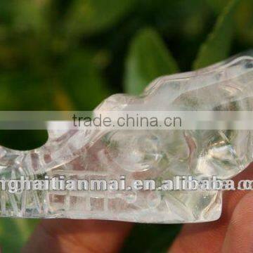 Natural Clear Quartz Crystal Carving Dragon Skull,Wholesale Quartz Dragon Head