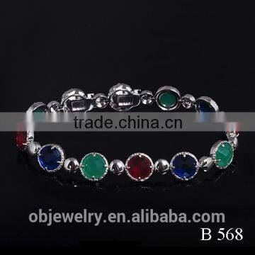 2015 Brass Jewelry Colorful Glass Chain Bracelet photo-2