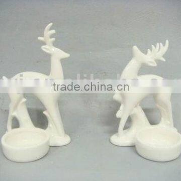 PORCELAIN DEER CANDLE HOLDER christmas deer