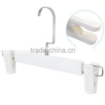 Square Hook White Plastic Skirt/Pant Hanger With Adjustable Clips photo-5