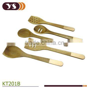 5 pcs golden color wooden spoon and spatula set