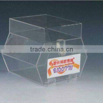 high transparent lockable acrylic donation box