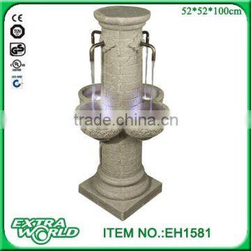 resin led garden pillar stone finish water fountain decoration