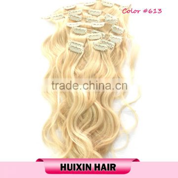 Top Fashion Unprocessed Eurasian Clips In Extension Virgin Hair Color 613 Available For Different Length