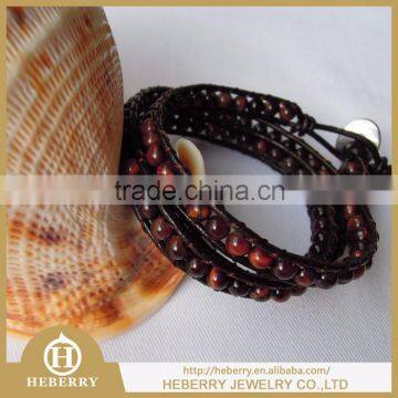 new fashion wide leather bracelet with crystal bead