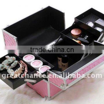 PINK PROFESSIONAL ALUMINIUM BEAUTY COSMETIC MAKEUP CASE BAG