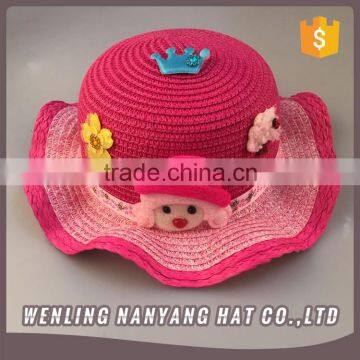 Custom Girl Straw Hat with Applique Decoration Festival Hat