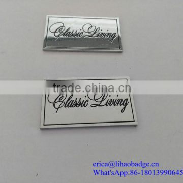 promotional metal plate for furniture,brass logo metal tag for handbag,engraved zinc alloy label with holes