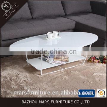 Super white oval glass luxury coffee table