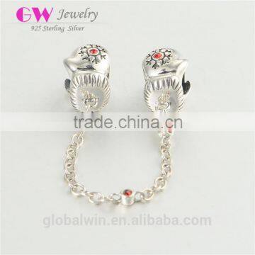 925 Silver Safty Chain European Women Gloves Charm For Bracelet Making