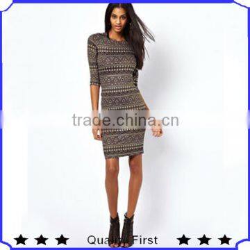 ODM&OEM top Design Women Bodycon Dress Printed Dress long one piece dress shk060