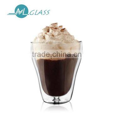 wholesale high borosilicate 300ml double wall glass cup water cup beer cup handmade glassware N6370