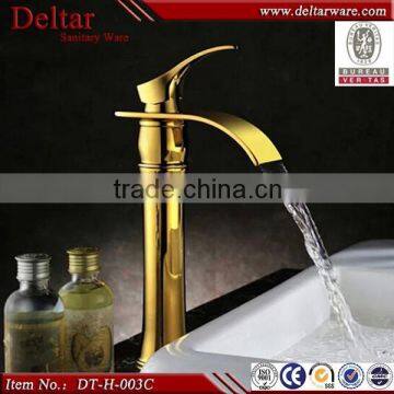 kaiping supplier gold plated bathroom faucet , gold waterfall basin tap