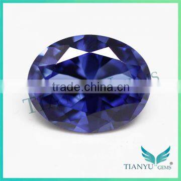 European machine cutting oval cut 33# synthetic corundum blue sapphire stone