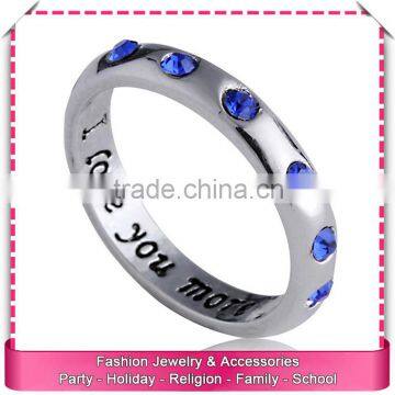 Name carved stainless steel rings with stones, names engraved wedding rings