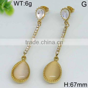 Dangle gold color earring teardrop shape earring