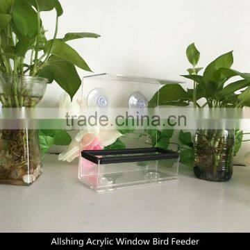 Wholesale Promotional acrylic clear window wild bird feeder with suction cups Plastic acrylic window bird feeder AS012