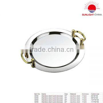 Stainless Steel Serving Tray/stainless Steel Round Saucer With Handles/large Round Serving Tray With Handles