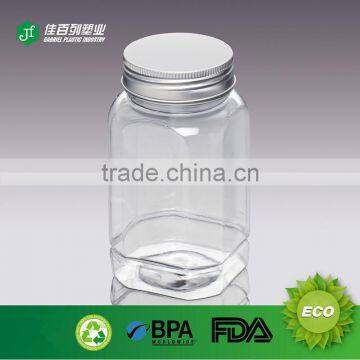 360ml 12oz wholesale plastic bottle with aluminium cap passing food grade pet bottle hot selling on sale square plastic jars