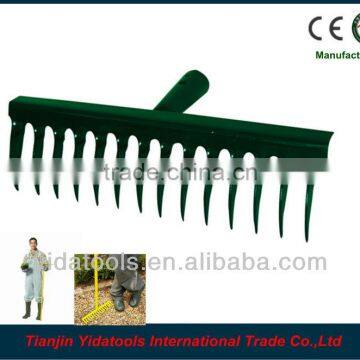 green painted 14T steel grass leaf rake head