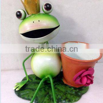 Garden Decoration Sitting Frog Metal Frog Garden Art Metal Garden Decoration Gerden Decor Stakes Metal Frog With Frlower Pot photo-6