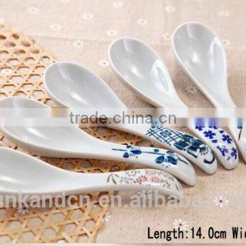 SP1534 Haonai Goodlooking flower decal ceramic spoon, ceramic soup spoon