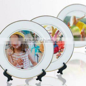Sublimation Blank Double Gloden Rim Ceramic Plate For Heat Transfer Printing